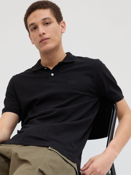Black Logo Pique Short Sleeve Polo Shirt (690717) | £20