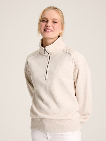 Racquet Oat marl Cotton Quarter Zip Sweatshirt (694965) | £54.95