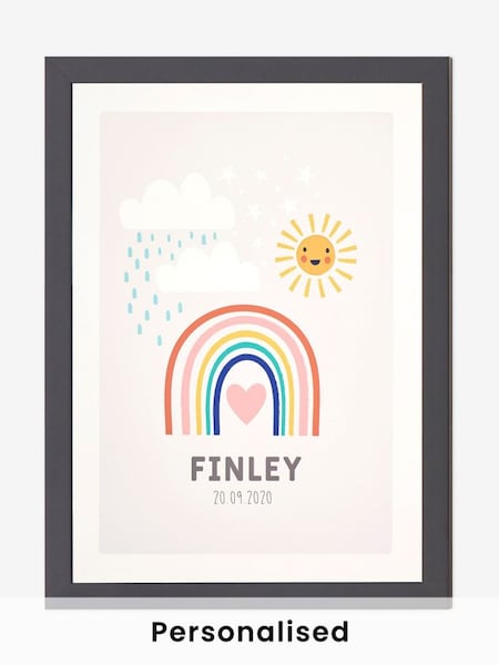 Black Personalised & Framed Rainbow Print (695521) | £55