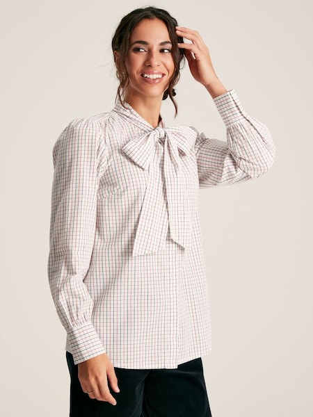 Everly Multi Check Tie Neck Blouse (696052) | £59.95