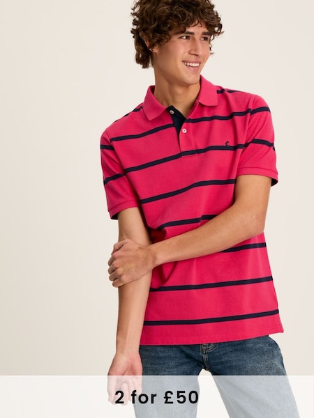 Filbert Pink/Navy Classic Fit Striped Polo Shirt (706879) | £34.95