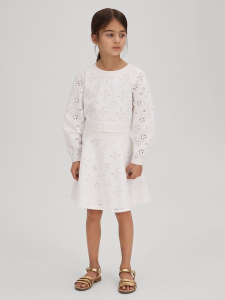 Senior Cotton Broderie Lace Skirt in Ivory (707566) | £50