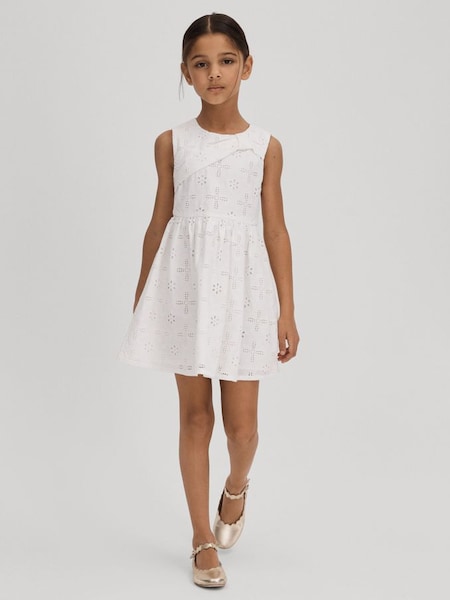 Senior Cotton Broderie Lace Dress in Ivory (708036) | £76