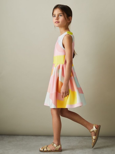 Junior Pleated Scuba Dress in Multi (708119) | £55