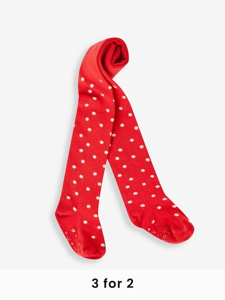 Red Cotton Rich Spot Tights (710727) | £9.50