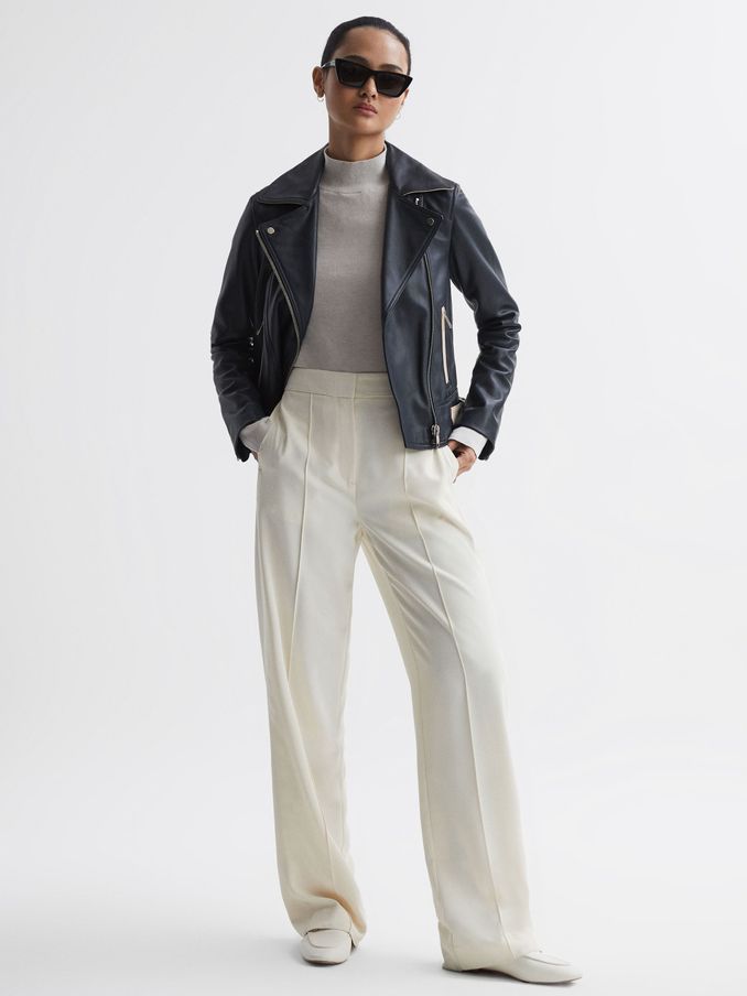 Reiss leather jacket womens sale top