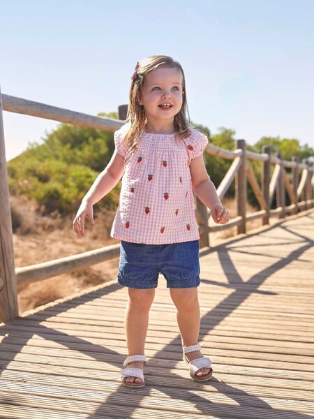 Pink Girls' Strawberry Embroidered Smocked Top (715180) | £9
