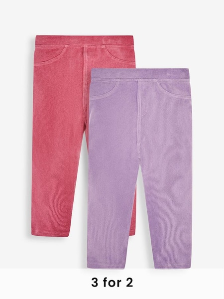 Lilac Purple & Fuchsia Pink 2-Pack Jersey Cord Jeggings (722810) | £22