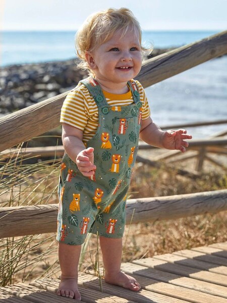 Khaki 2-Piece Big Cats Print Short Dungarees & Top Set (723179) | £16