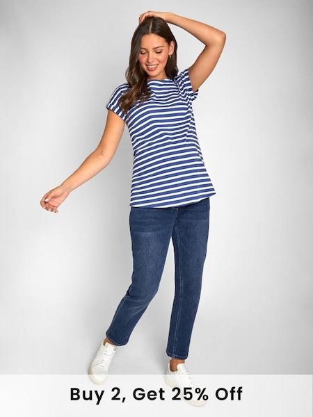 Blue White Stripe Navy & White Stripe Boyfriend Maternity T-Shirt (731304) | £16.50