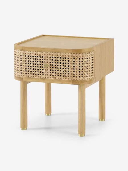 Ankhara Bedside in Natural Oak and Rattan (747071) | £249