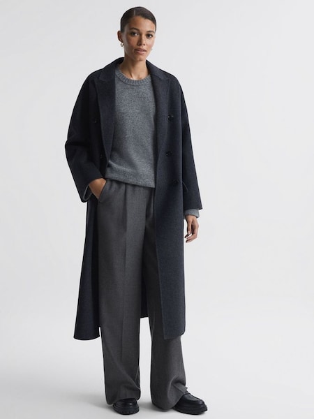 Petite Wool Blend Wide Leg Trousers in Grey (749550) | £98