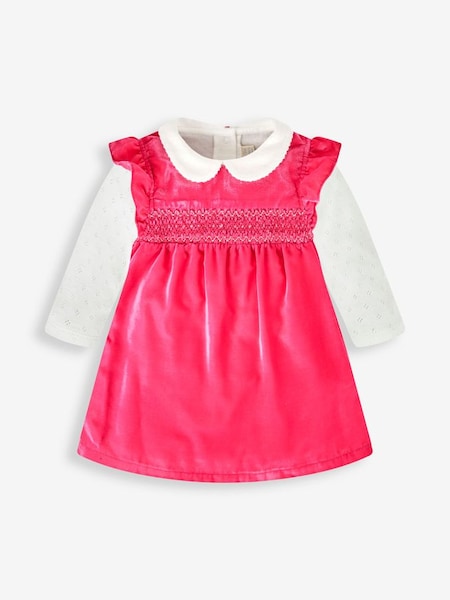 Girls' 2-Piece Smocked Velvet Baby Dress & Body Set in Rose Pink (750659) | £34
