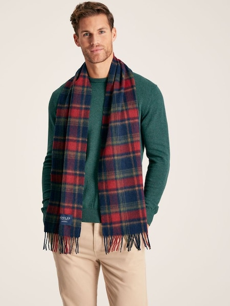 Tytherton Red/Navy Check Wool Scarf (752973) | £29.95