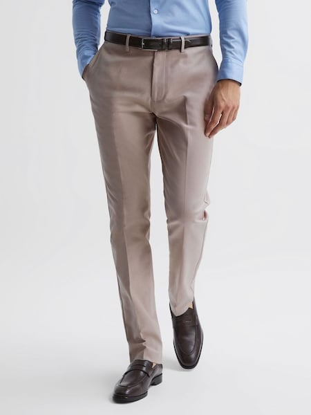 Slim Fit Cotton Blend Chinos in Stone (760265) | £118