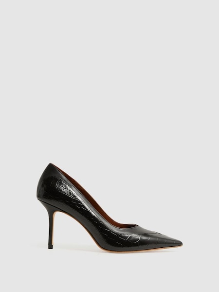Leather Contrast Court Shoes in Black (781782) | £198