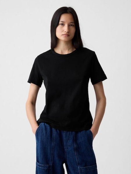 Black Cotton Vintage Crew Neck Short Sleeve T-Shirt (782365) | £18