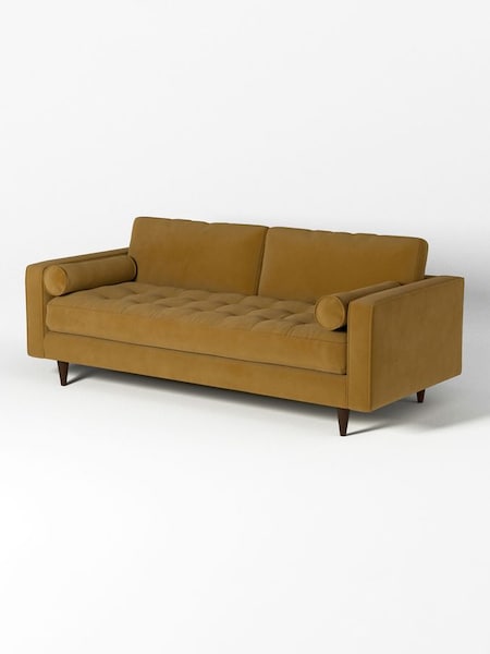 Scott 3 Seater Sofa in Matt Velvet Ochre Yellow (784514) | £1,099