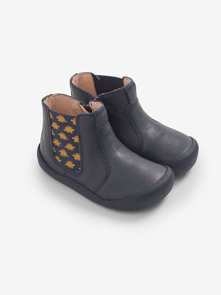 Navy Start-Rite Navy Dino Leather Boots (787471) | £43