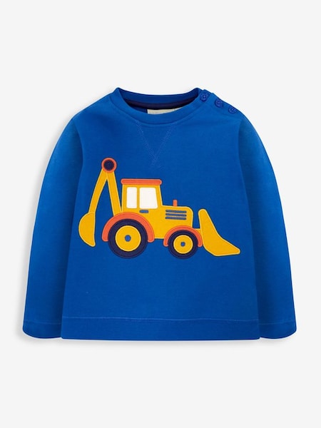 Boys' Appliqué Sweatshirt in Cobalt Blue Digger (788270) | £24