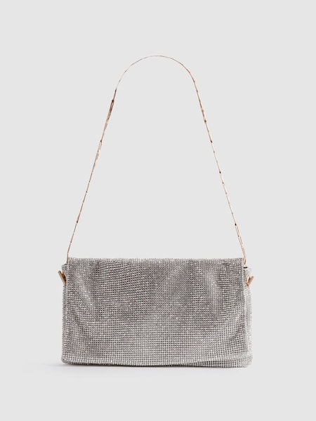 Embellished Chainmail Shoulder Bag in Silver (795746) | £128