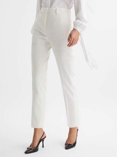 Slim Fit Wool Blend Suit Trousers in Off White (798129) | £78