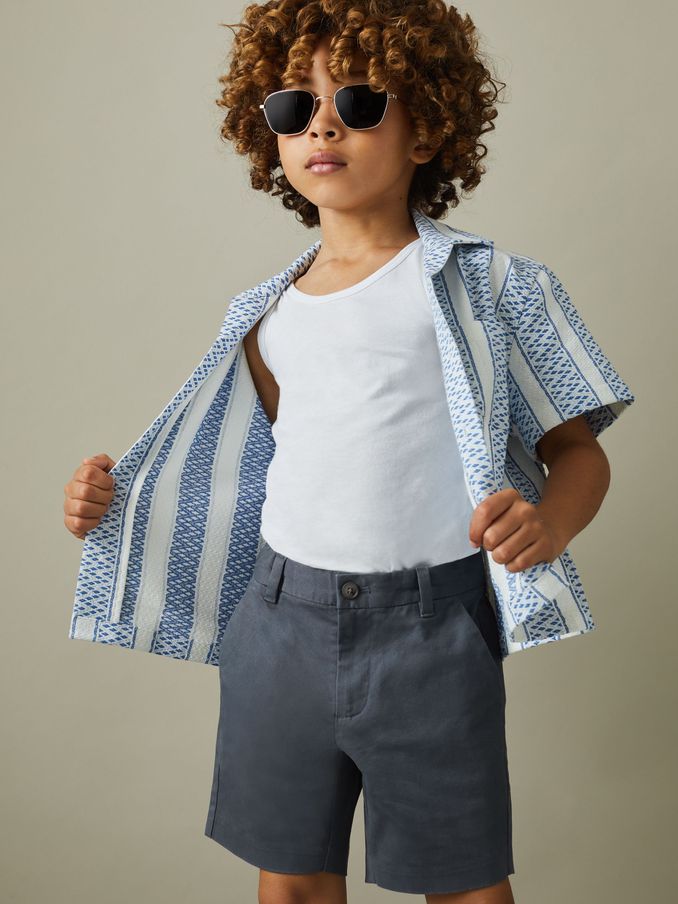 Boys navy tailored shorts top