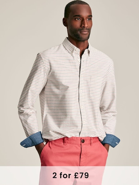 Welford Cream/Red Cotton Check Shirt (808687) | £59.95
