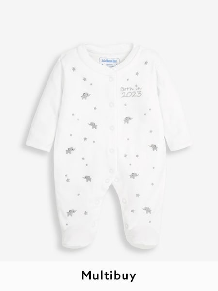 Born in 2023 Embroidered Sleepsuit in White (8220N5) | £21