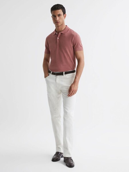Slim Fit Garment Dye Polo Shirt in Dusty Rose (824431) | £30