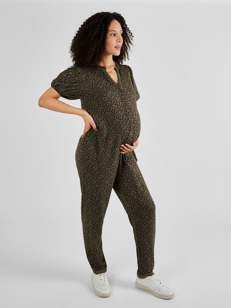 Animal Print Maternity Jumpsuit in Khaki (825110) | £46