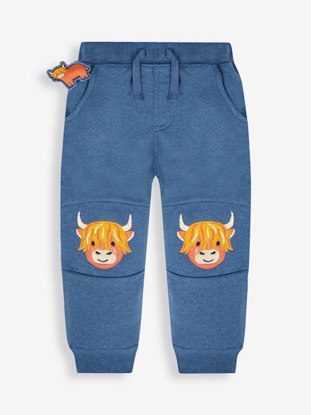 Indigo Blue Highland Cow Appliqué Knee Joggers With Pet In Pocket (825724) | £19.50