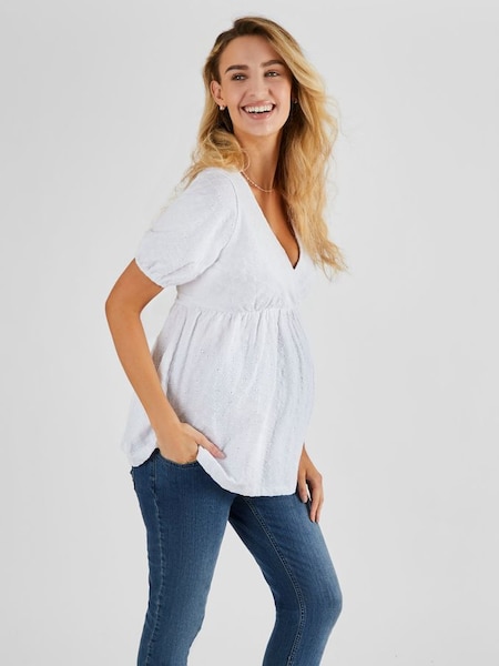 Broderie Maternity Top in White (825890) | £29.50