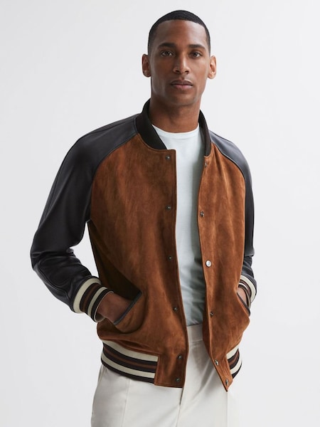 Suede Leather Bomber Jacket in Tobacco (828825) | £478