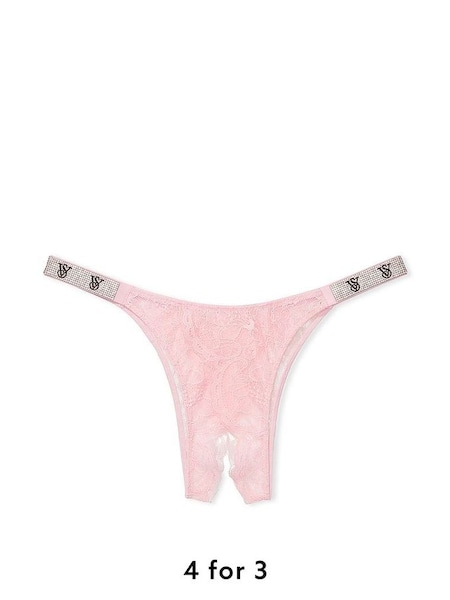 Pretty Blossom Pink Lace Brazilian Shine Strap Crotchless Knickers (833123) | £20