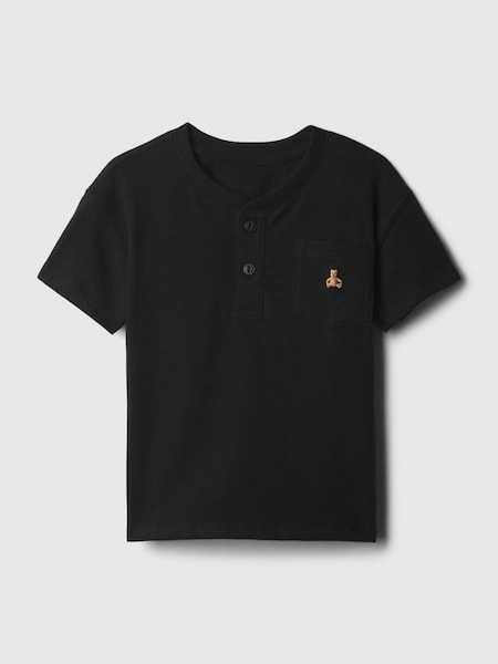 Black Brannan Bear Embroidered Baby Henley T-Shirt (840113) | £10