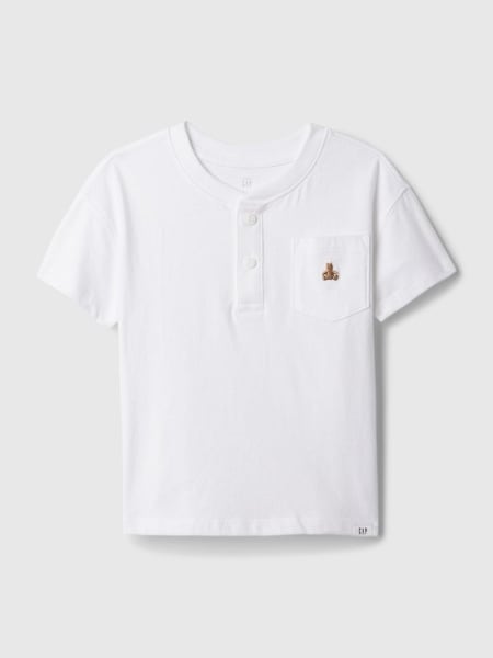 White Brannan Bear Embroidered Baby Henley T-Shirt (840235) | £10