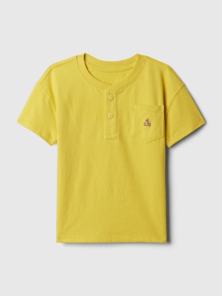 Yellow Brannan Bear Embroidered Baby Henley T-Shirt (840312) | £10