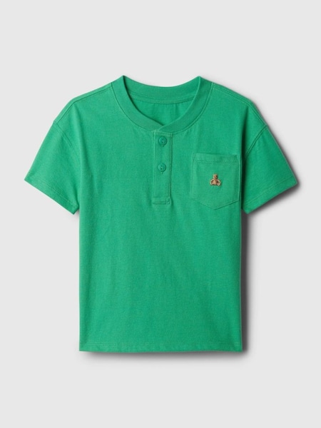 Green Brannan Bear Embroidered Baby Henley T-Shirt (840473) | £10