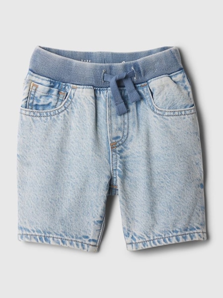 Light Blue Dark Wash Denim Rib Waist Baby Pull On Shorts (6mths-5yrs) (840474) | £15