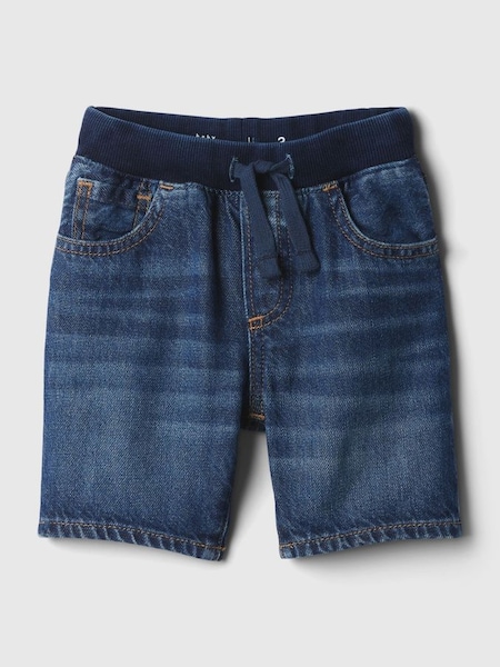 Navy Blue Dark Wash Denim Rib Waist Baby Pull On Shorts (6mths-5yrs) (840475) | £15
