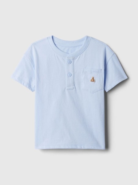 Blue Brannan Bear Embroidered Baby Henley T-Shirt (840558) | £10