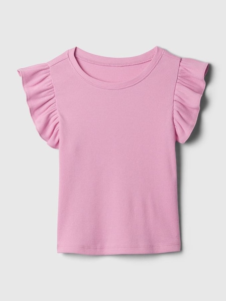 Pink Ruffle Sleeve Crew Neck Short Sleeve T-Shirt (Newborn-5yrs) (840760) | £8