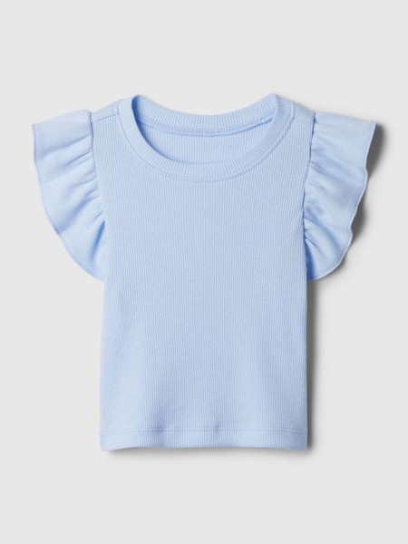 Blue Ruffle Sleeve Crew Neck Short Sleeve T-Shirt (Newborn-5yrs) (840971) | £8