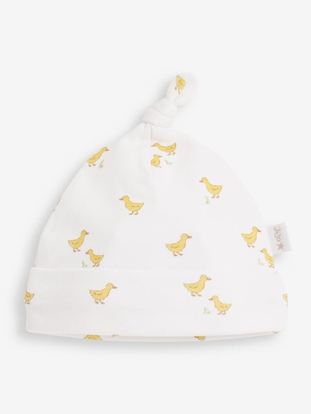 White Duck Duck Print Baby Hat (8433N7) | £5