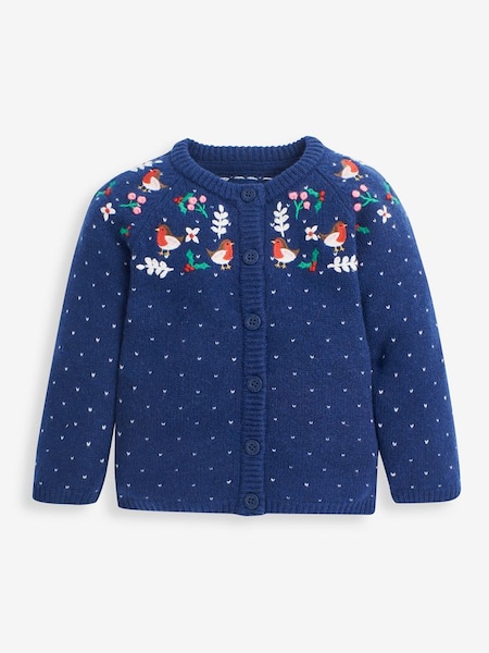 Christmas Embroidered Cardigan in Navy (8478T9) | £28
