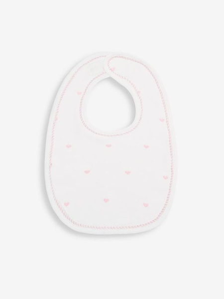 Heart Embroidered Bib in Pink (84Z995) | £6