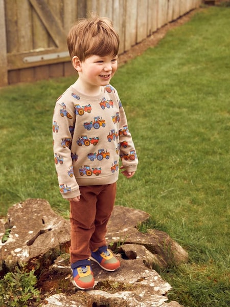 Boys' Printed Sweatshirt in Natural Tractor & Trailer (852326) | £22