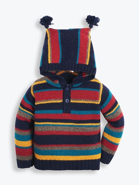 Muted Striped Hooded Jumper in Navy (85D481) | £26