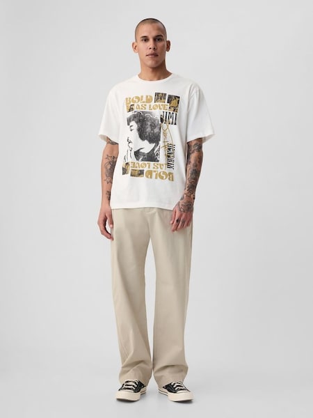 White Jimi Hendrix Cotton Graphic Short Sleeve T-Shirt (860871) | £20